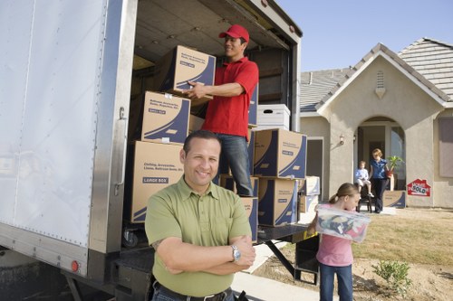 Removal van and moving boxes in Locksbottom