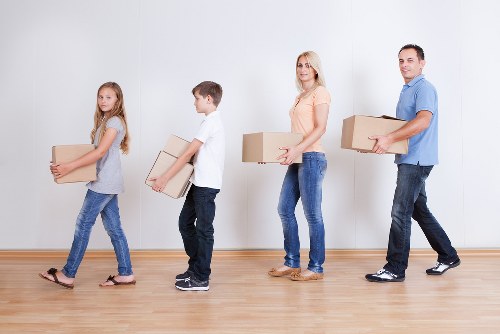 Neatly arranged storage space used during moving or renovation