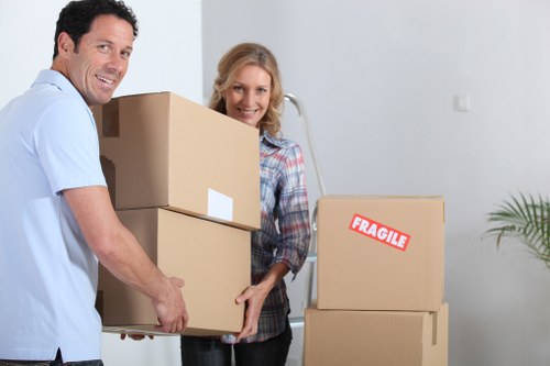 Professional movers handling compact relocation items